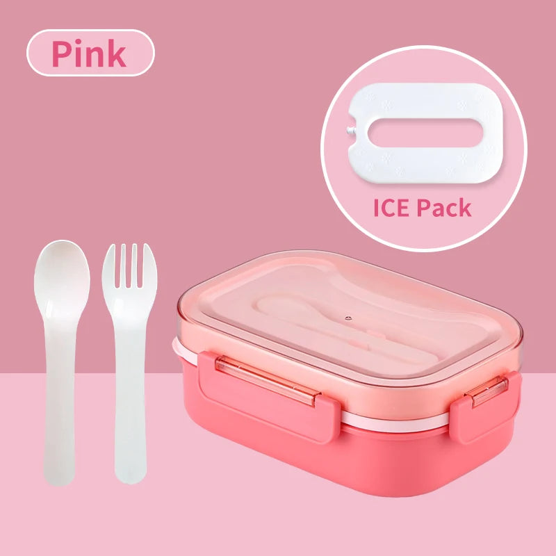 ICE Pack Bento Box Sauce Separation Fresh Sala Box ICE Lunch Box Leak-proof Picnic With Fork&Spoon For Kids School Office