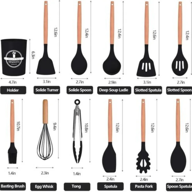 12-Piece Non-stick Silicone Utensil Set for Cooking