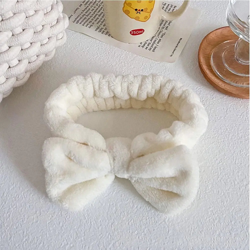Elastic Coral Fleece Hair Band Soft Bow Fluffy Bowknot Make Up Hairband Knot Cosmetic Headbands Women