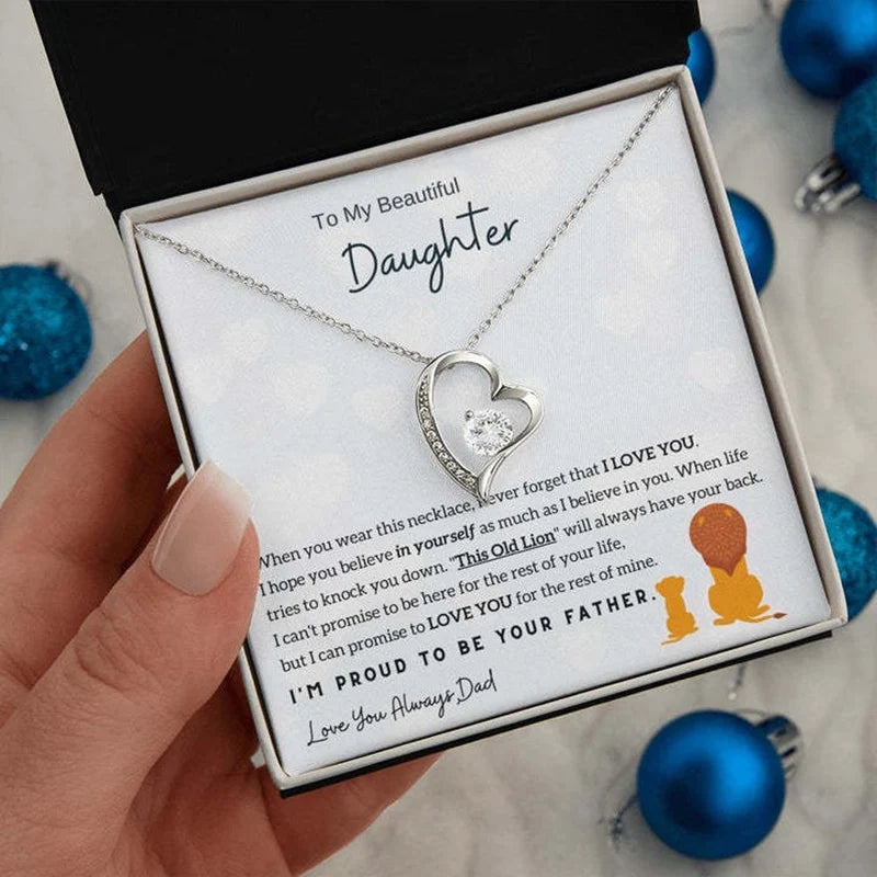 To My Daughter Stainless Steel Love Necklace Gift From Dad Birthday Fashion Women Girl Heart Pendant Necklaces Dropshipping