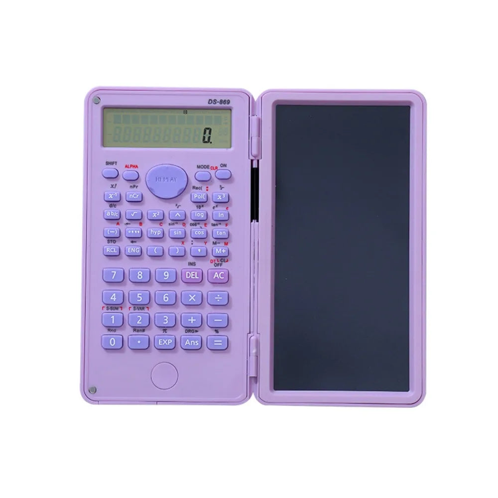 2 IN 1 Scientific Calculator with LCD Notepad 12 Digits Math Calculator Portable Foldable Handwriting Board School Office
