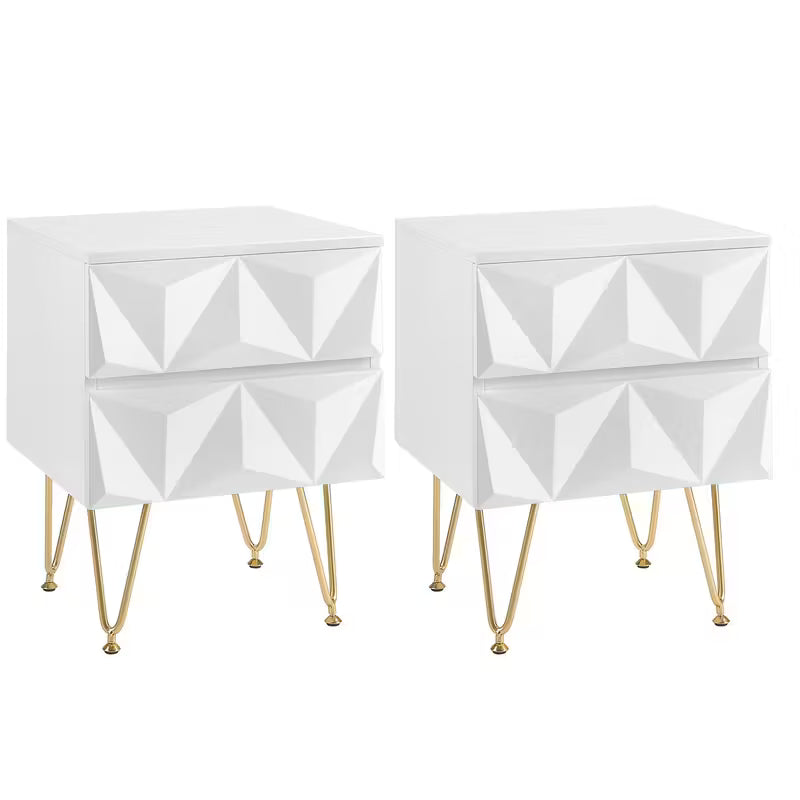 Bedside Table Set with 2 Drawers