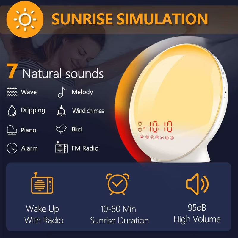 Sunrise Simulation Alarm Clock with Colorful Atmosphere 
