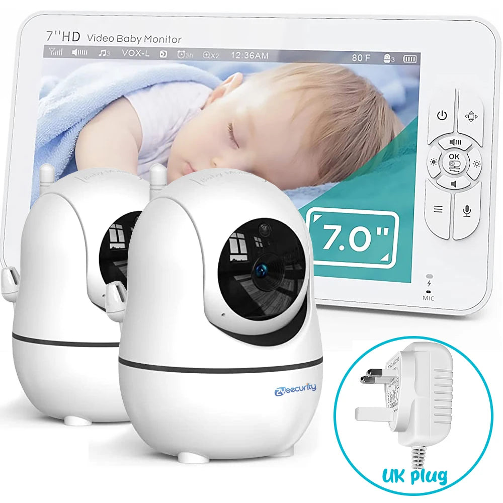 7.0 Inch Video Baby Monitor HD Split Screen with 2 Cameras 