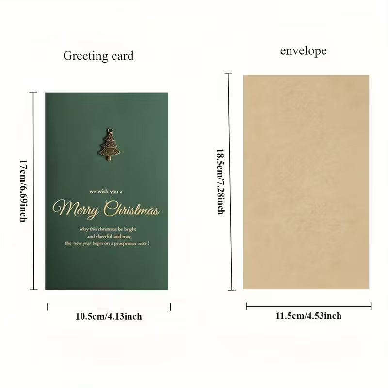 Vintage Golden Foil Christmas Cards with Envelopes