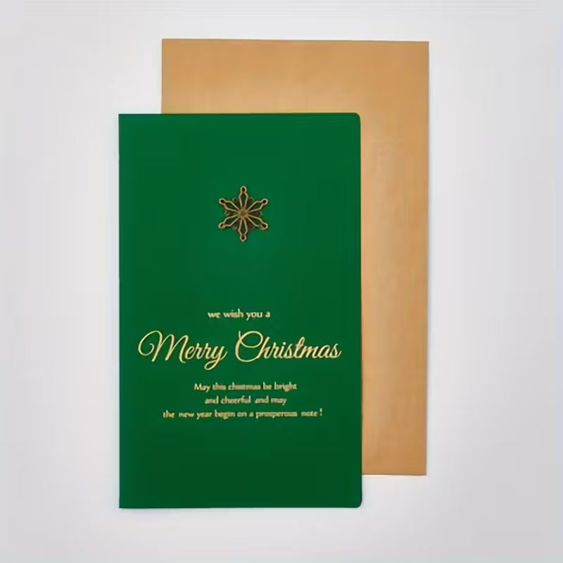 Vintage Golden Foil Christmas Cards with Envelopes