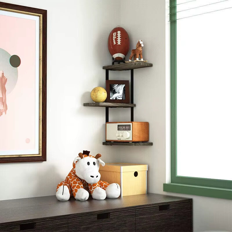 3 Tier Rustic Wood Wall Shelf