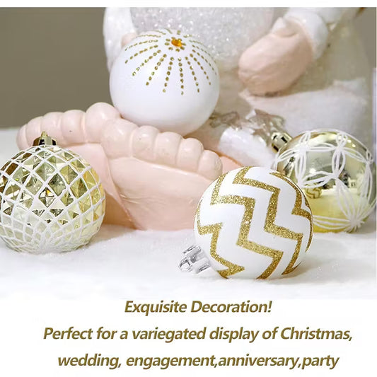 Golden White Christmas Ball Ornaments