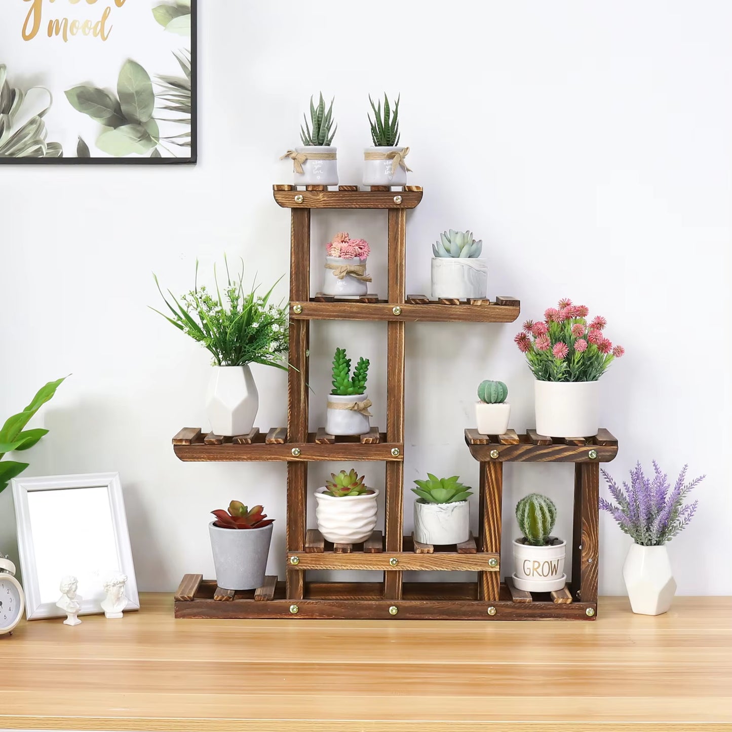 Indoor Wood Plant Shelves 
