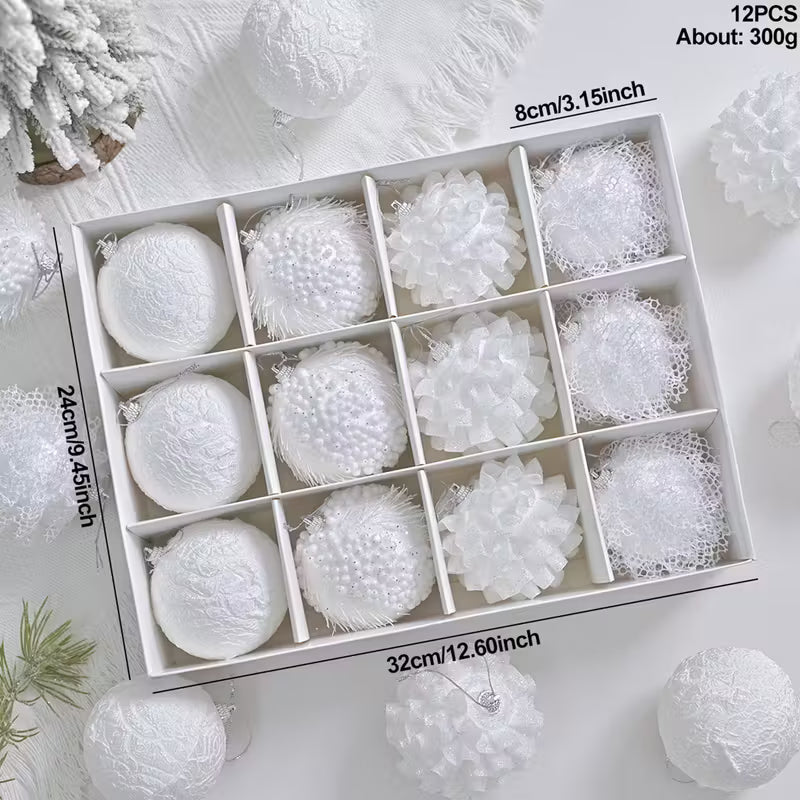 White Lace Ornament Set