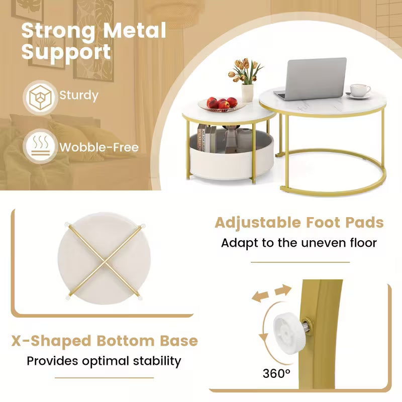 Round Coffee Table Set of 2