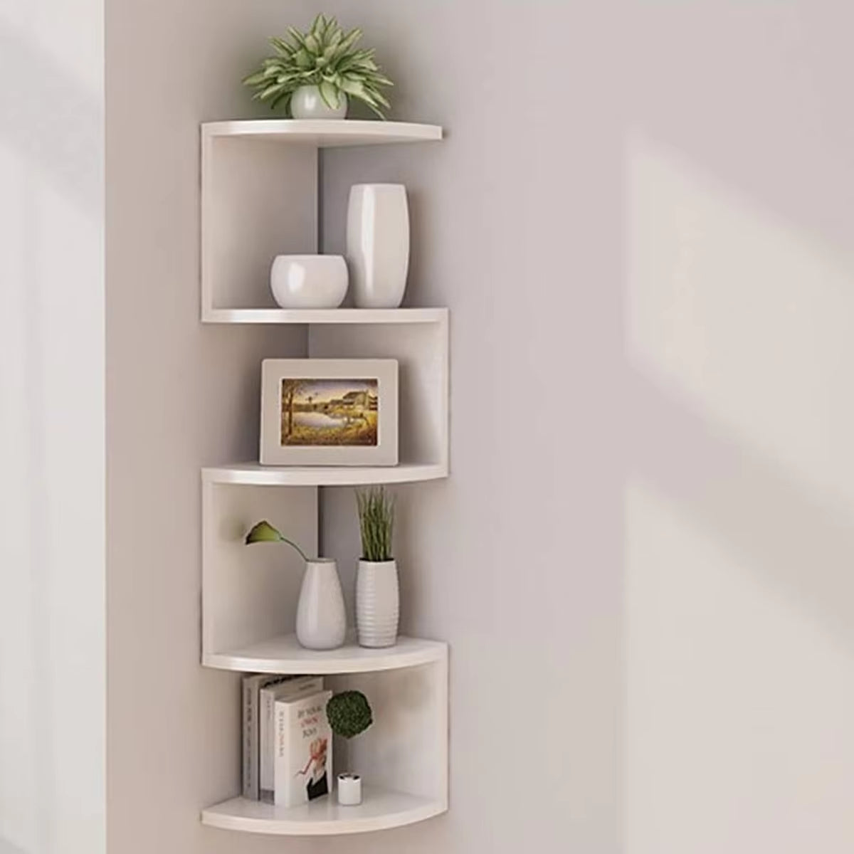 Wall Mounted Corner Bookshelf