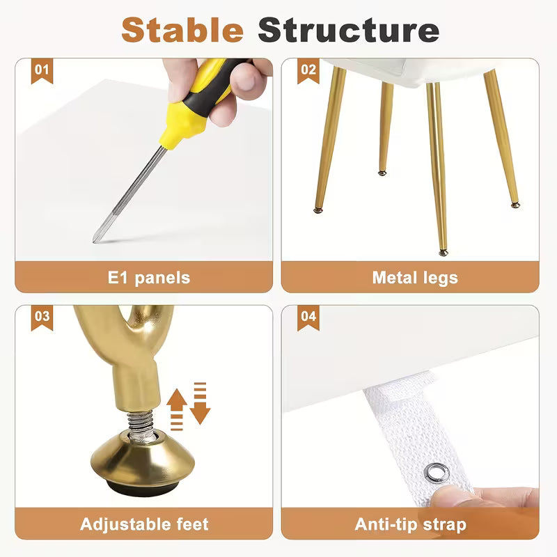 Elegant White Gold Vanity Desk