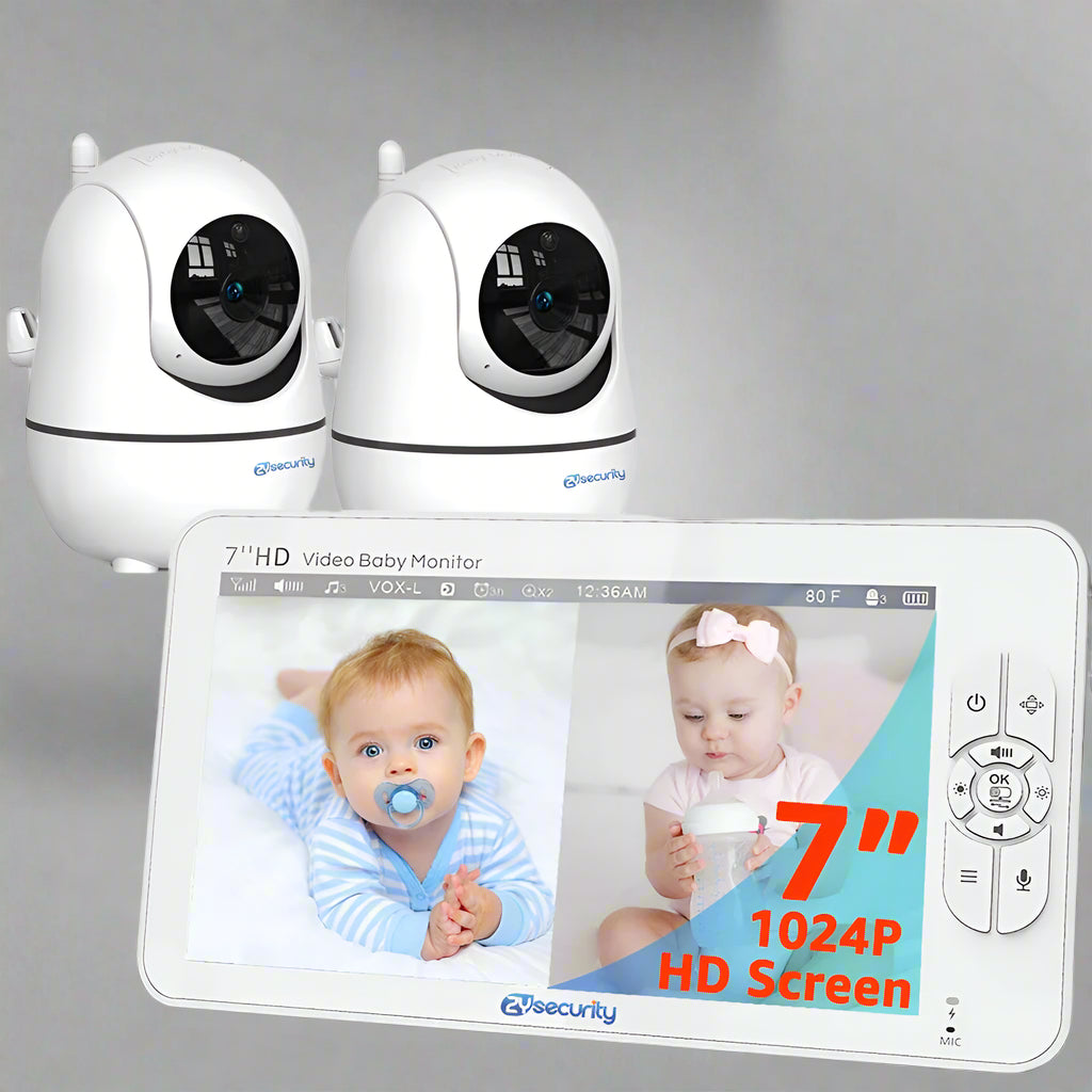 7.0 Inch Video Baby Monitor HD Split Screen with 2 Cameras 