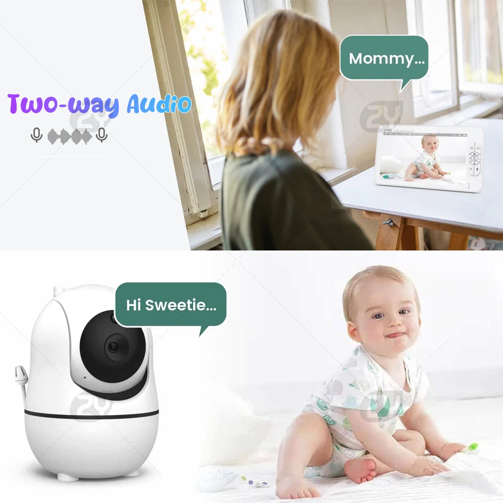 7.0 Inch Video Baby Monitor HD Split Screen with 2 Cameras 