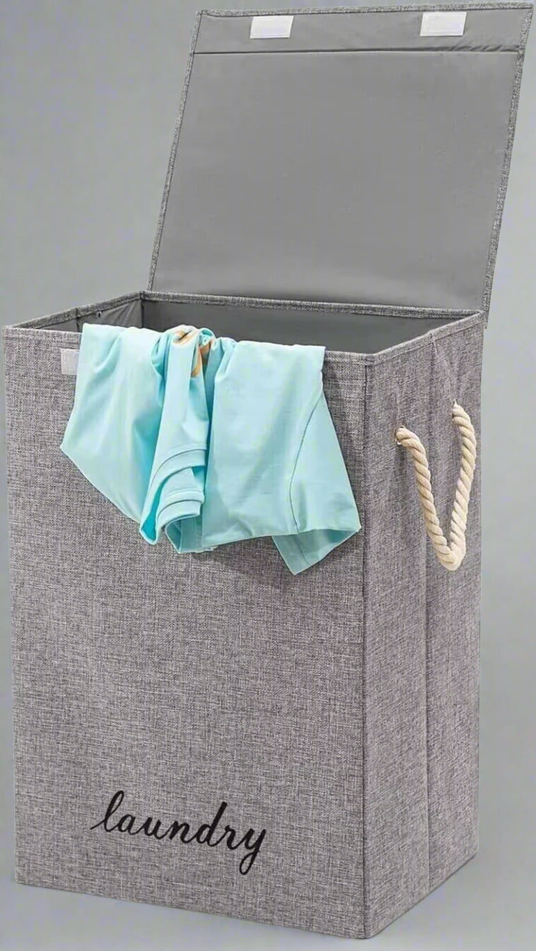  Gray Laundry Basket with Lid