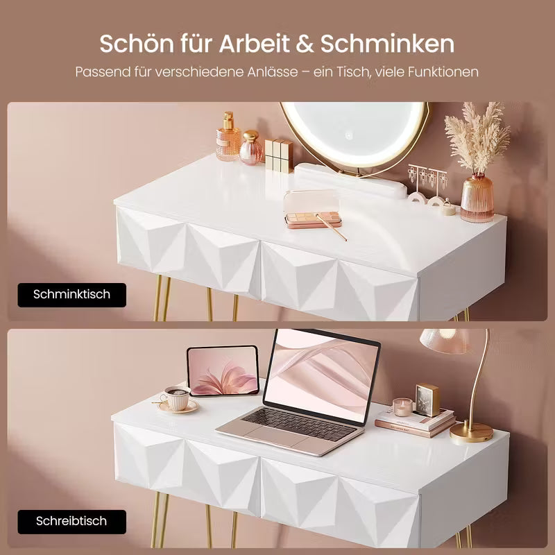 Modern Vanity Desk with Extra Deep Storage