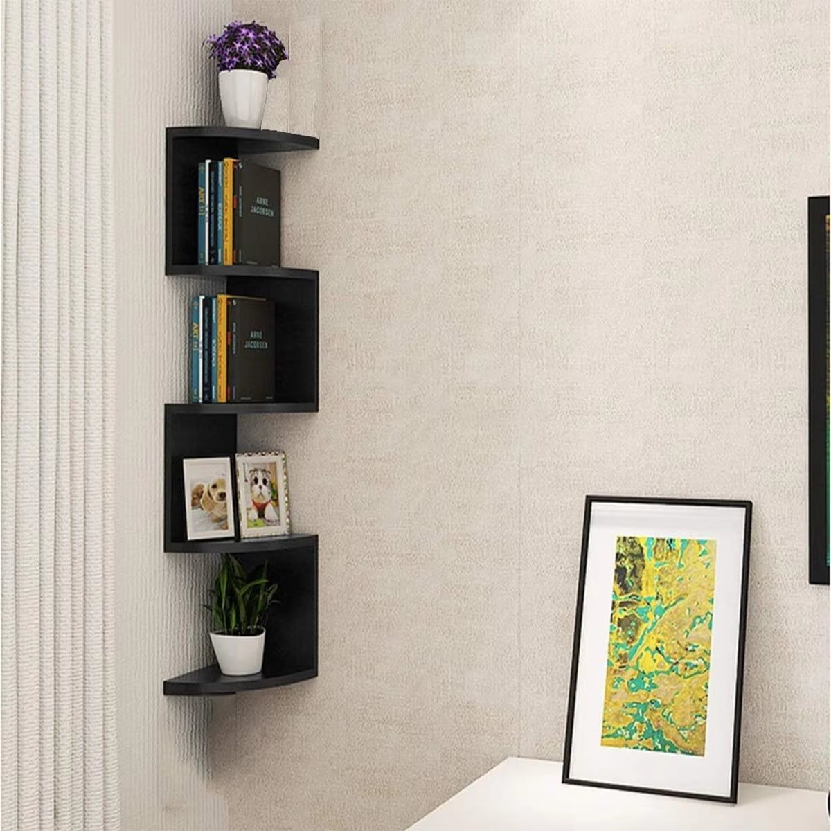 Wall Mounted Corner Bookshelf