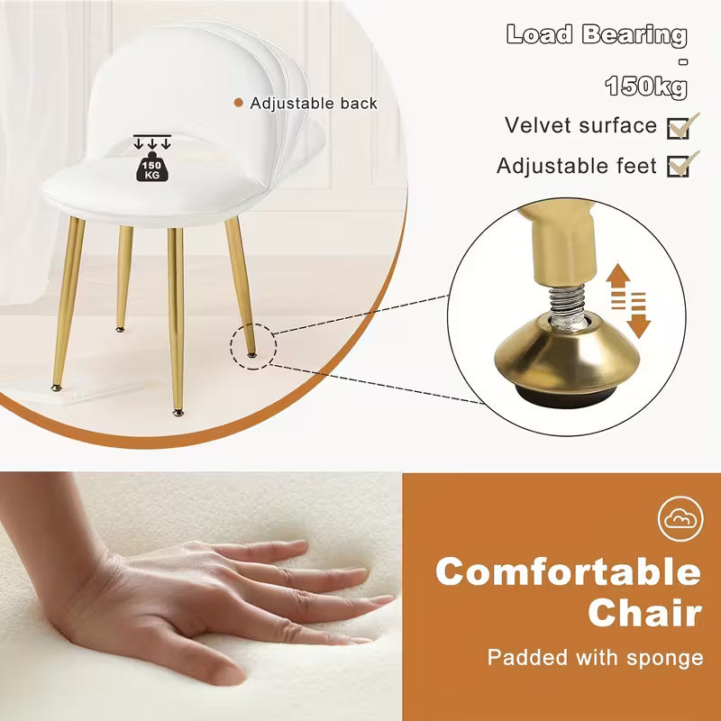 Elegant White Gold Vanity Desk