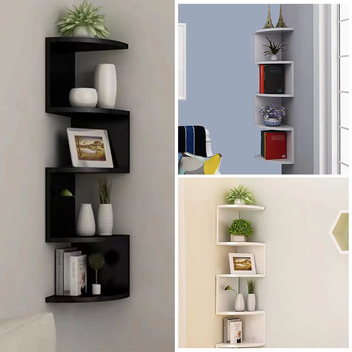 Wall Mounted Corner Bookshelf