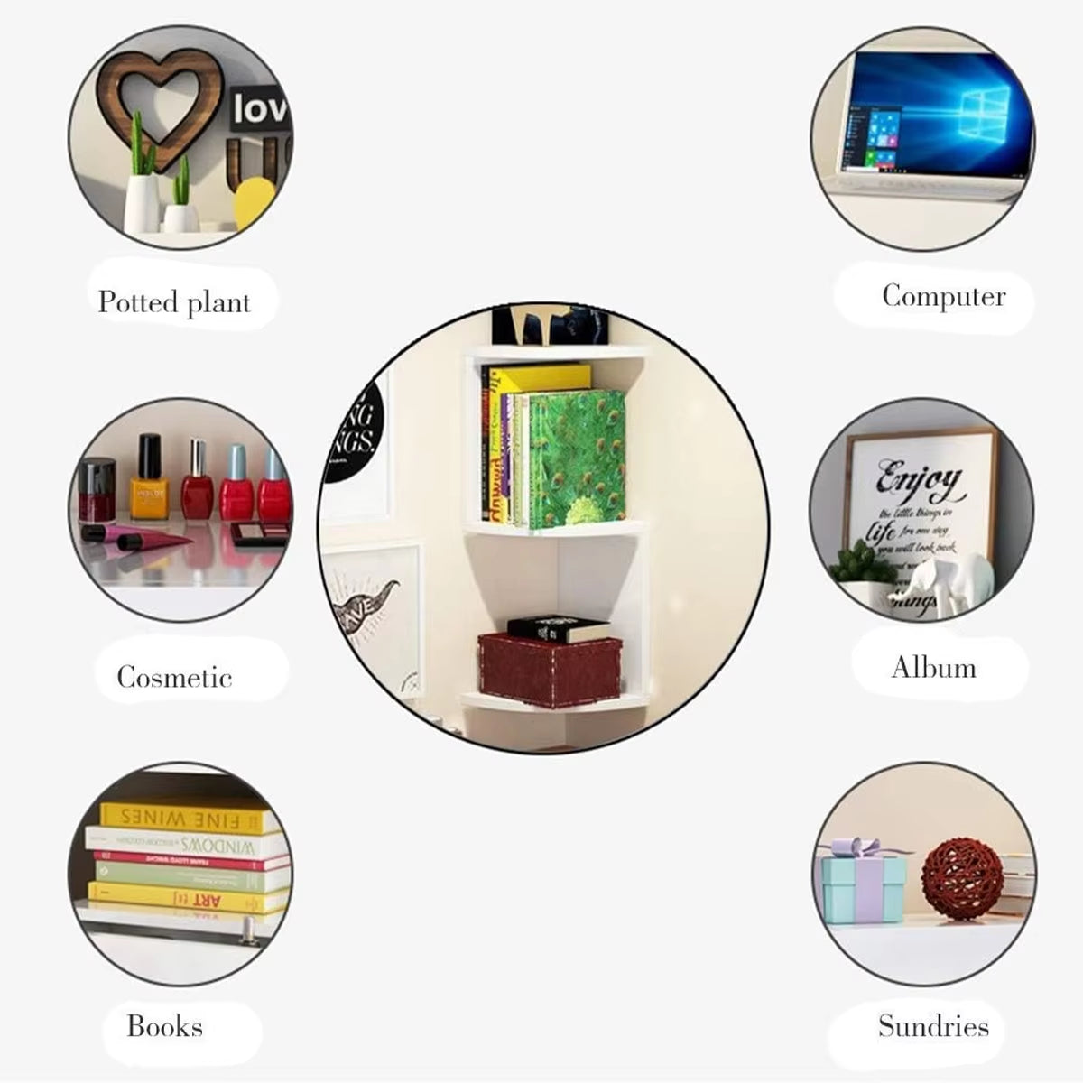 Wall Mounted Corner Bookshelf