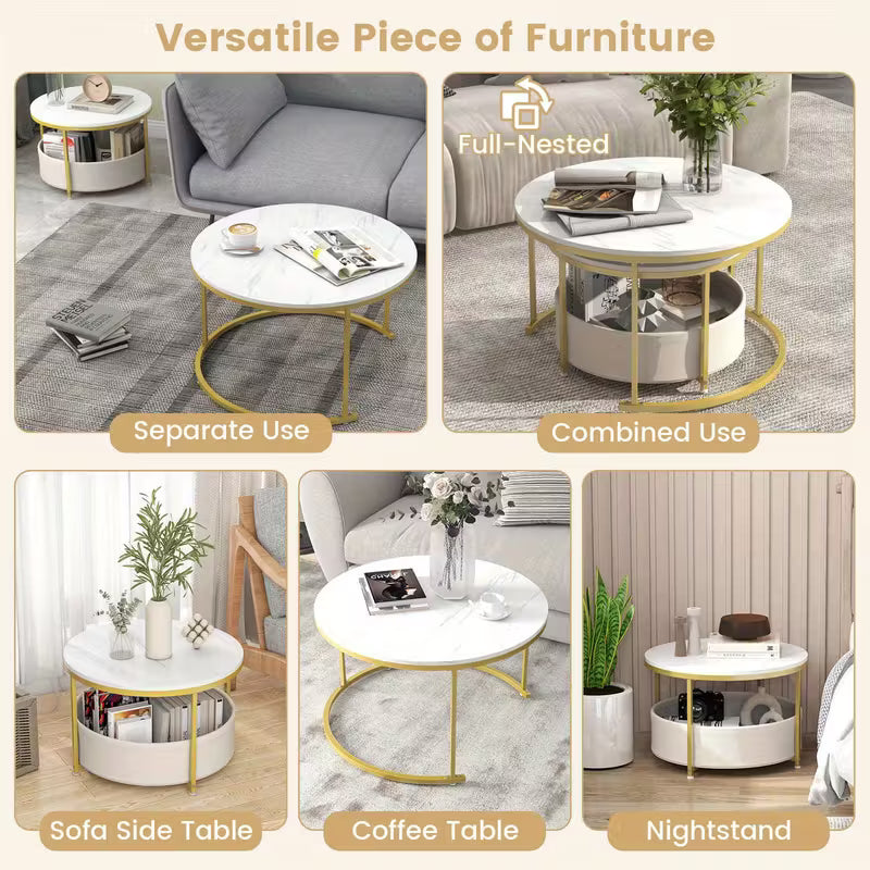Round Coffee Table Set of 2