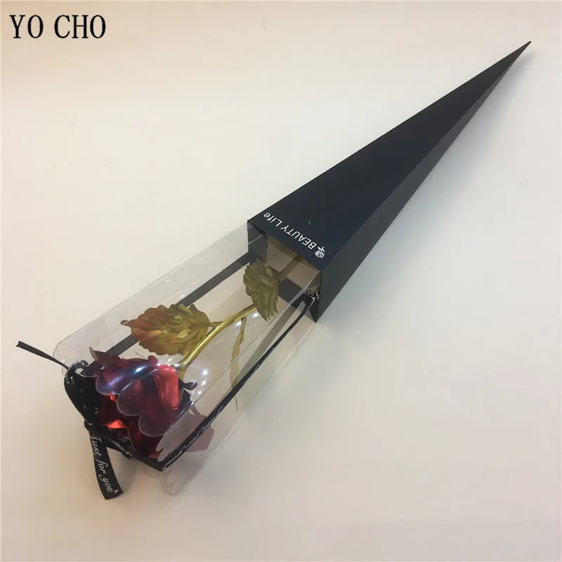 Galaxy Rose Eternal 24K Gold Flower Foil Plastic Artificial Roses Valentines Day Gift Beauty Golden Flowers for Wedding Decor