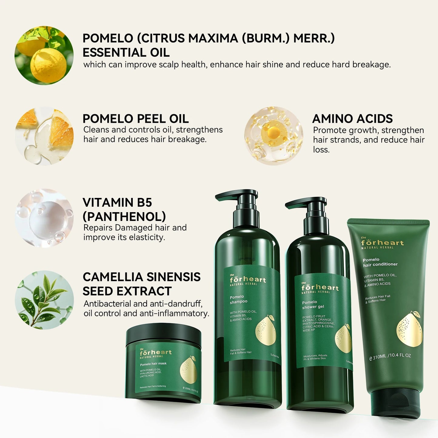 FORHEART Organic Hair Care Set Moisturizing Anti-Dandruff Shampoo & Conditioner Hair Growth Repair Oil for Healthy Hair