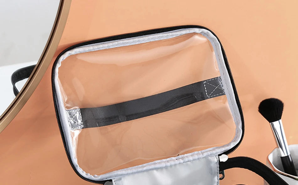 Multifunction Double Transparent Cosmetic Bag Women Make Up Case Big Capacity Travel Makeup Organizer Toiletry Beauty Storage