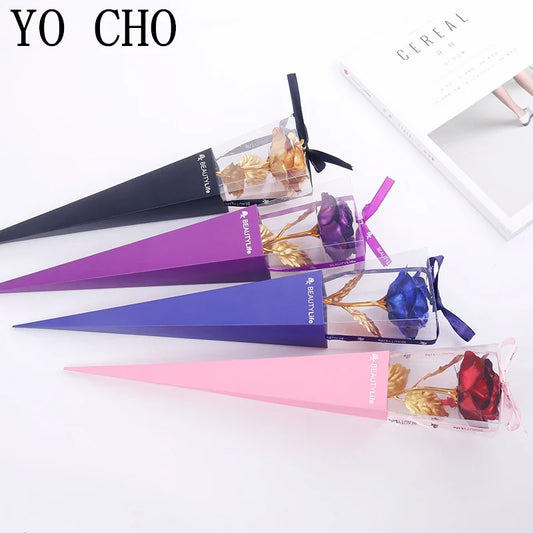 Galaxy Rose Eternal 24K Gold Flower Foil Plastic Artificial Roses Valentines Day Gift Beauty Golden Flowers for Wedding Decor