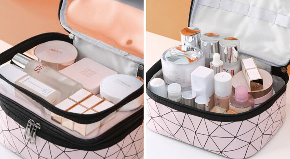 Multifunction Double Transparent Cosmetic Bag Women Make Up Case Big Capacity Travel Makeup Organizer Toiletry Beauty Storage