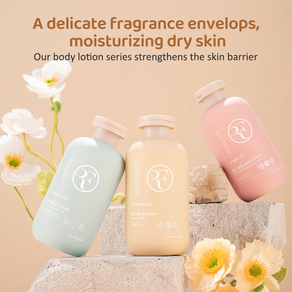 FORHEART OEM Natural Highly Moisturizing 300ml Body Milk Collagen Retinol Lotion for Daily Use Body Cream