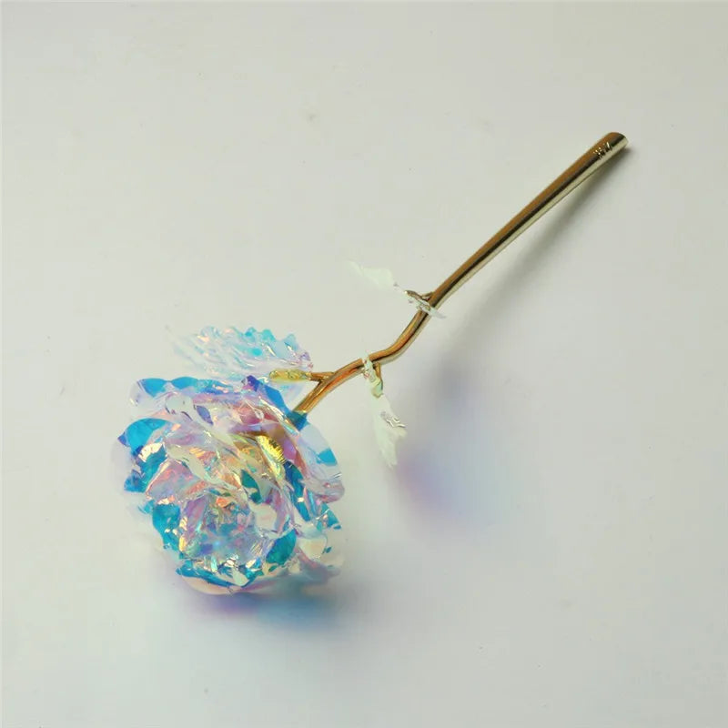 Galaxy Rose Eternal 24K Gold Flower Foil Plastic Artificial Roses Valentines Day Gift Beauty Golden Flowers for Wedding Decor