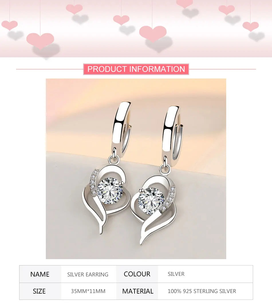 Silver Crystal Zircon Earrings
