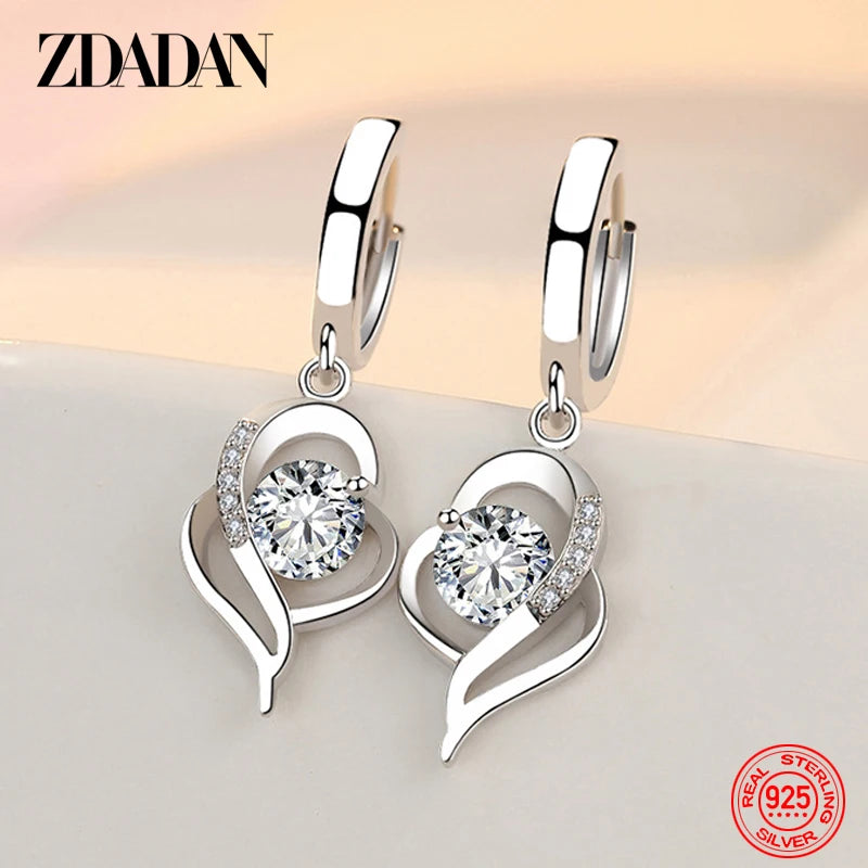 Silver Crystal Zircon Earrings