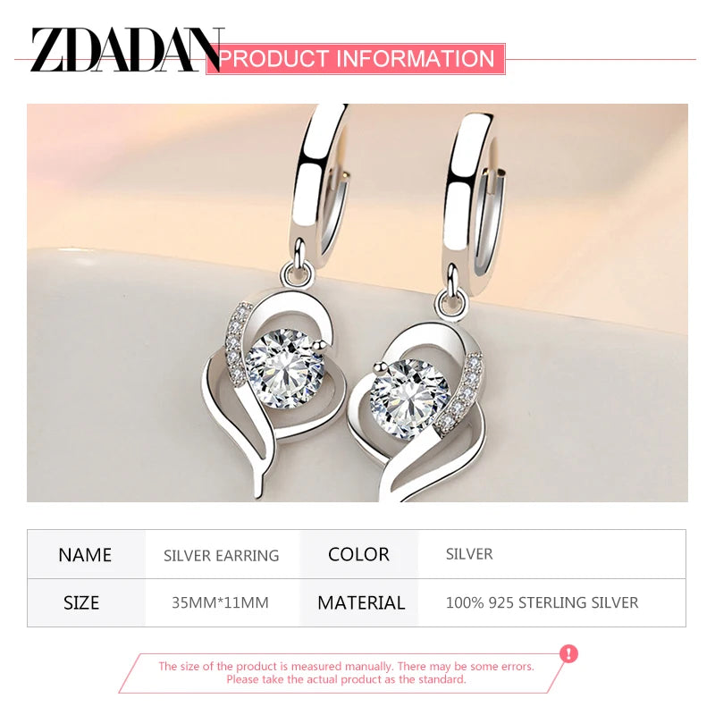 Silver Crystal Zircon Earrings