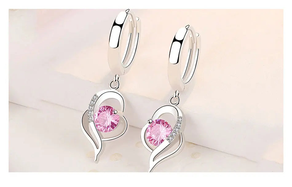 Silver Crystal Zircon Earrings