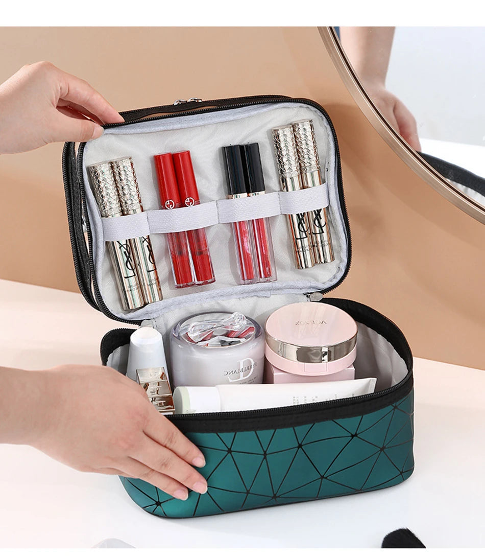 Multifunction Double Transparent Cosmetic Bag Women Make Up Case Big Capacity Travel Makeup Organizer Toiletry Beauty Storage