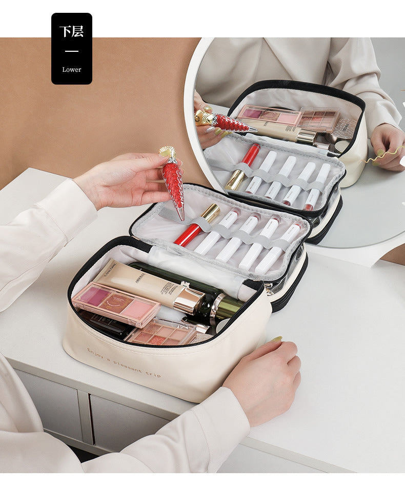Multifunction Double Transparent Cosmetic Bag Women Make Up Case Big Capacity Travel Makeup Organizer Toiletry Beauty Storage
