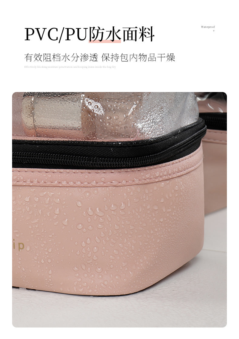Multifunction Double Transparent Cosmetic Bag Women Make Up Case Big Capacity Travel Makeup Organizer Toiletry Beauty Storage