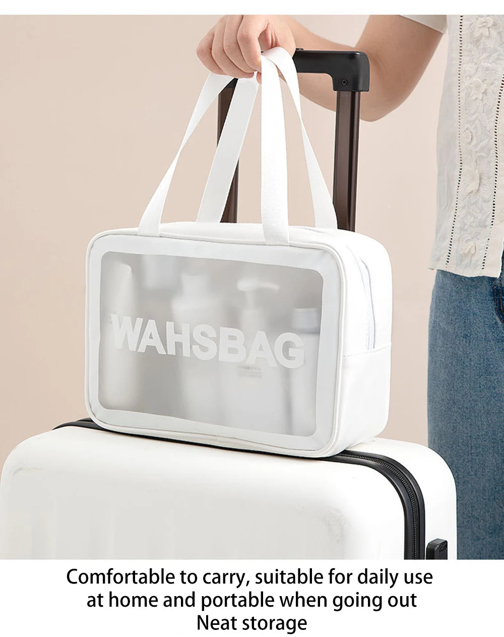 3PCS Portable Makeup Bag Large Capacity Make Up Brushes Lipstick Travel Cosmetics Storage Toiletry Bag Waterproof Transparent