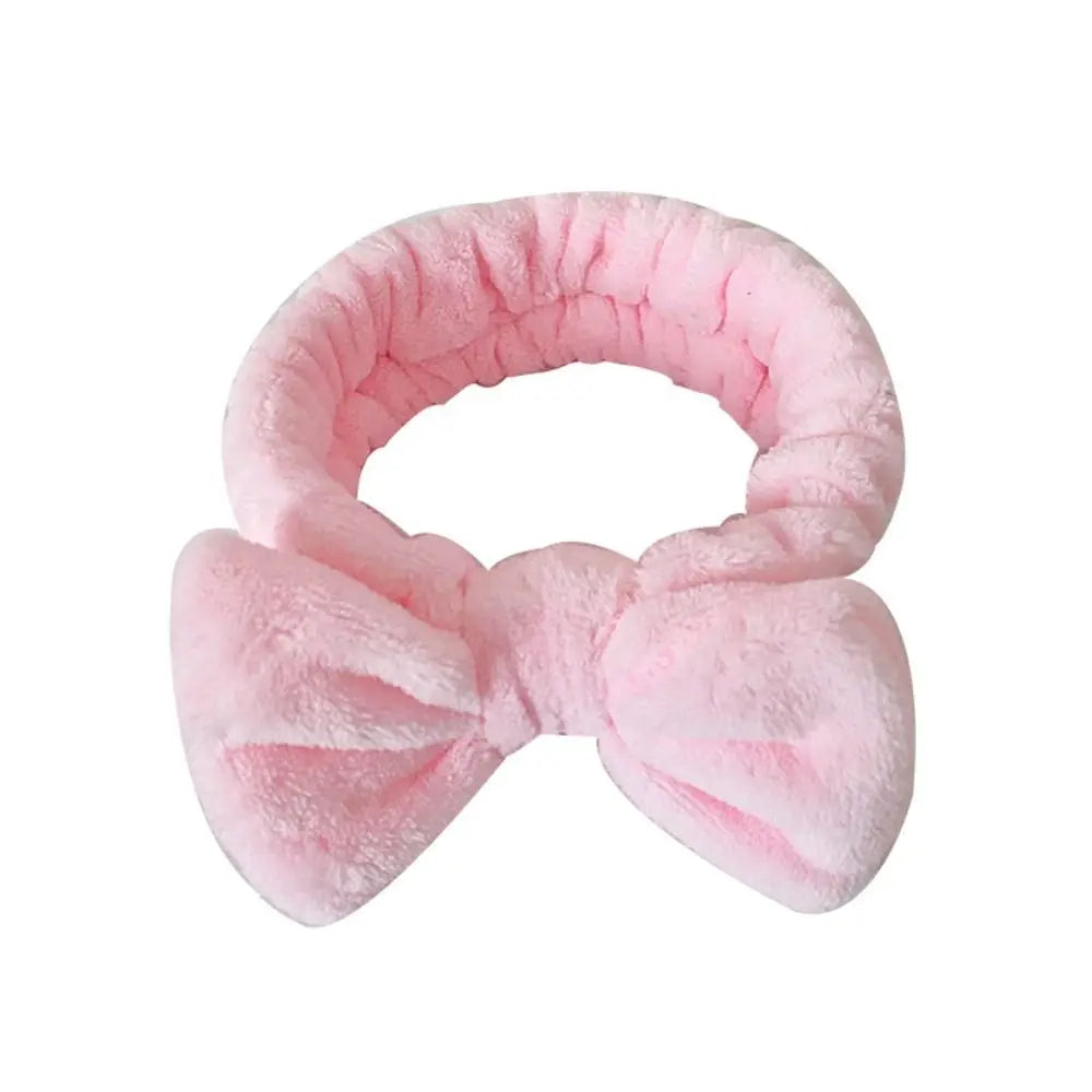 Elastic Coral Fleece Hair Band Soft Bow Fluffy Bowknot Make Up Hairband Knot Cosmetic Headbands Women