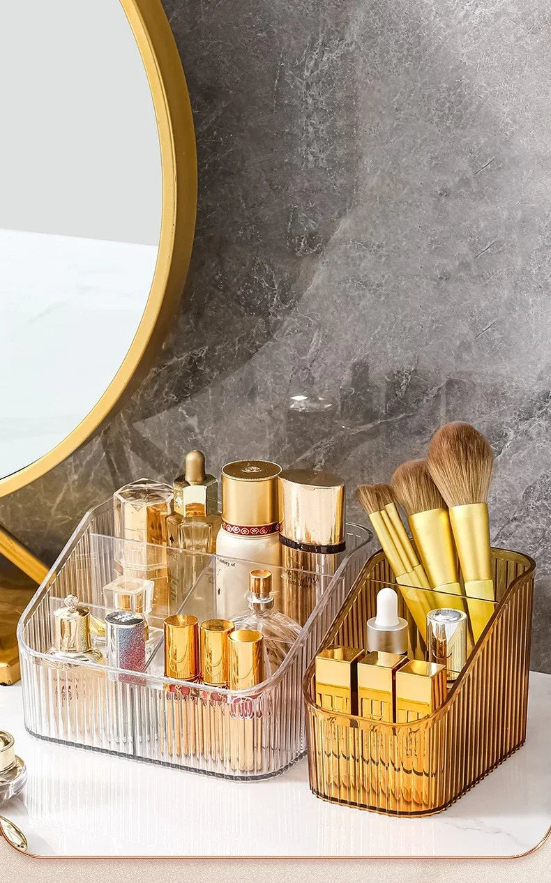 Plastic Makeup Bathroom Storage Box Cosmetic Organizer Desktop Make Up Jewelry Storage Case Sundries Table Container Organizer