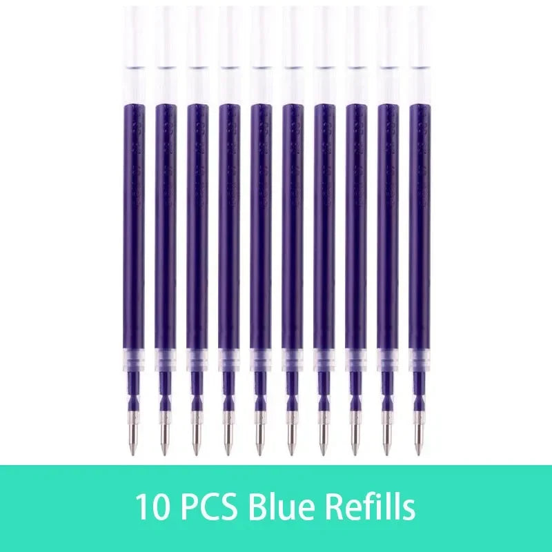 Retractable Gel Pen Set 0.5mm Black/Red/Blue Large Capacity Ball Point Pen Handle Replaceable Refills Rod School Office Supplies