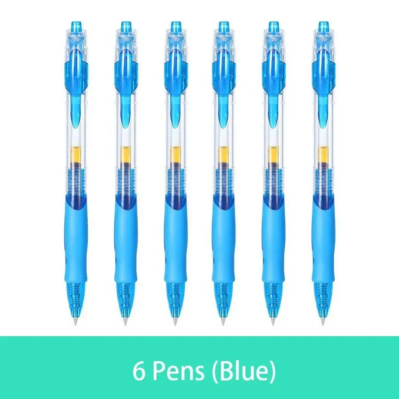 Retractable Gel Pen Set 0.5mm Black/Red/Blue Large Capacity Ball Point Pen Handle Replaceable Refills Rod School Office Supplies