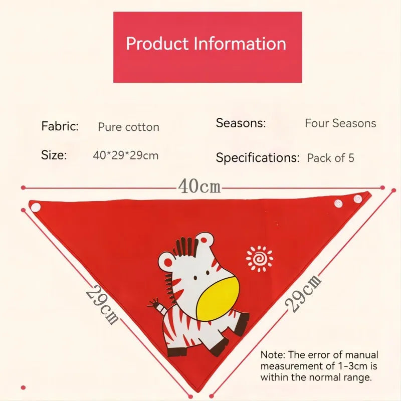 5pcs Baby Saliva Towel Triangle Scarf Pure Cotton Bandana Waterproof Bibs Newborn Boys Girls Absorbent Cloth Bib Saliva Scarf