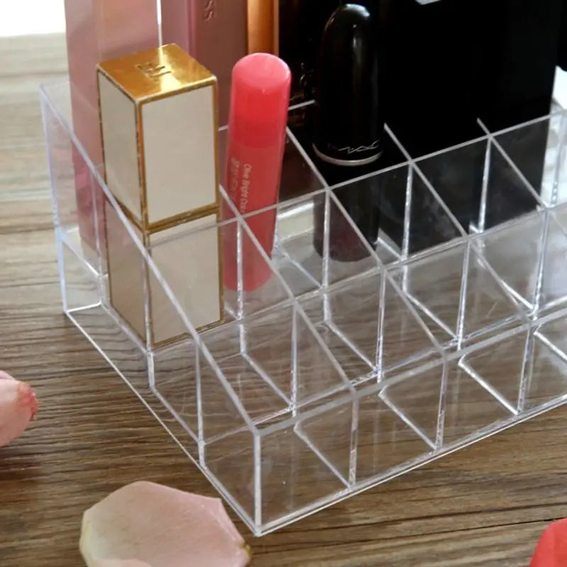 1PC 24 Grids Lipstick Display Stand Makeup Lip Gloss Holder Transparent Cosmetic Storage Display Rack Make Up Tools