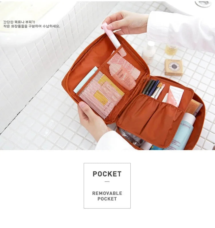 High Capacity Portable Girl Travel Makeup Bag Women's Make up Bag Toiletries Organizer Waterproof Oxford Female Storage Cosmetic