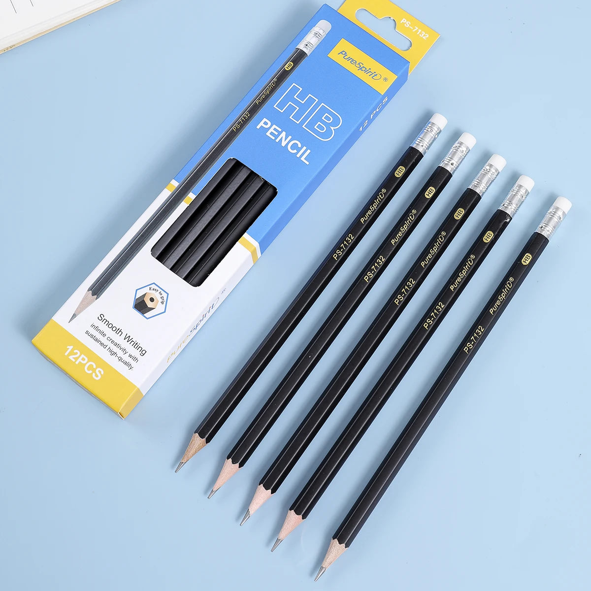 12PCS Woodcased Pencils with Eraser Pre-sharpened HB Lead Graphite Pencils for Students Adults School, Office