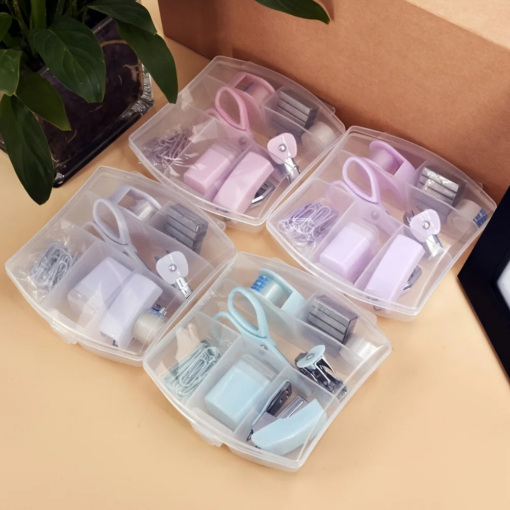 Mini Office Stationery Set Bring Back Snap Staples and Tape Portable Student Office Gift Essential Stationery for Students